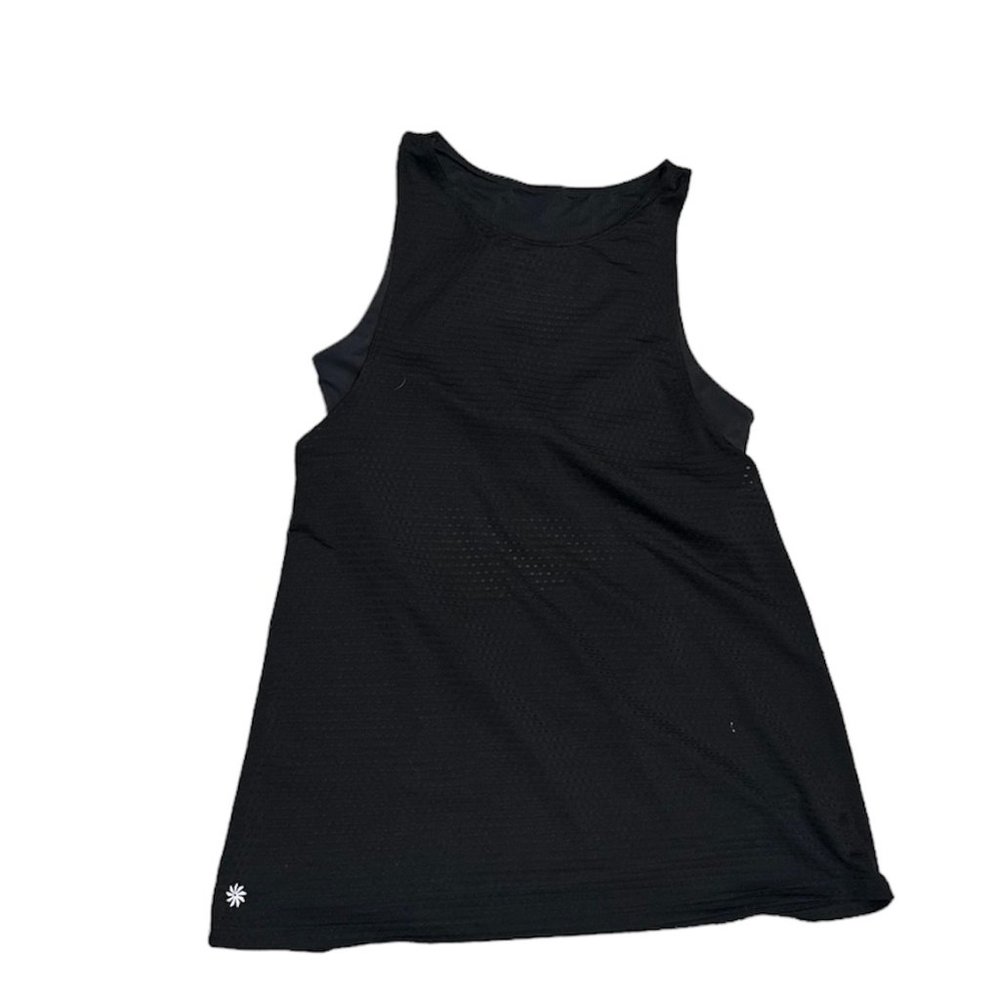 Athleta High Neck Black Tank Top Sz M Cut Out Back Sculptek Built In Bra